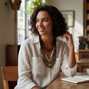 Chunky Tiger’s Eye & Black Beaded Multi-Strand Statement Necklace